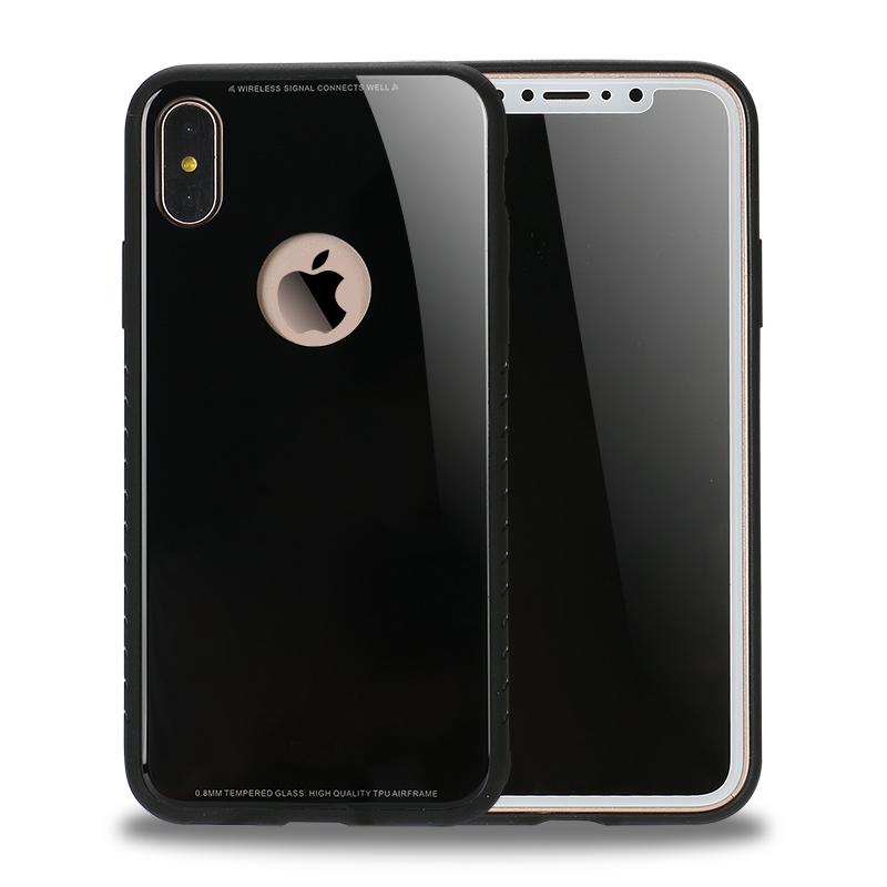 iPHONE XS / X Design Tempered Glass Hybrid Case (Black)